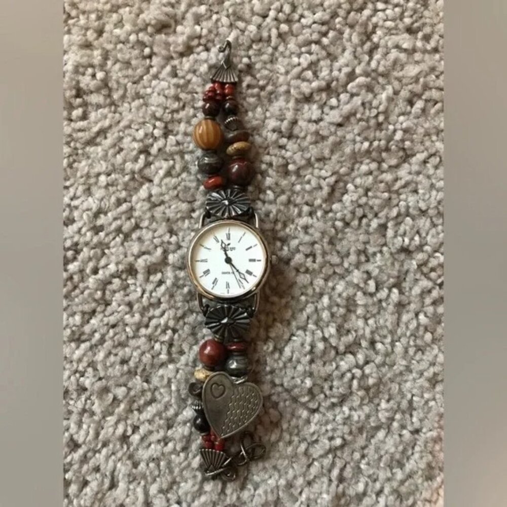 Peyote Bird Designs Turquoise Semiprecious Beads Women’s Bracelet Watch